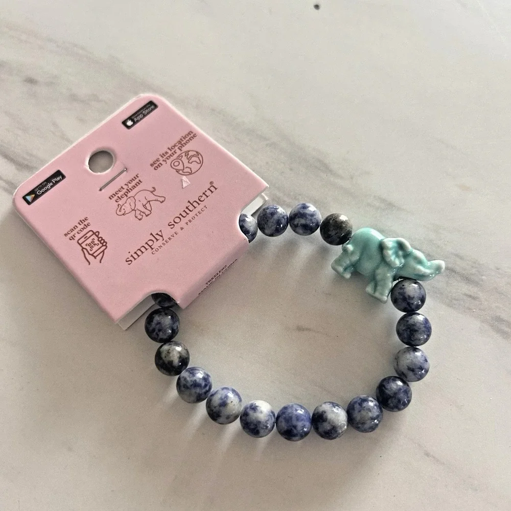 Simply Southern Conserve‎ & Protect Tracking Bracelet Lava Blue Aqua Elephant #3